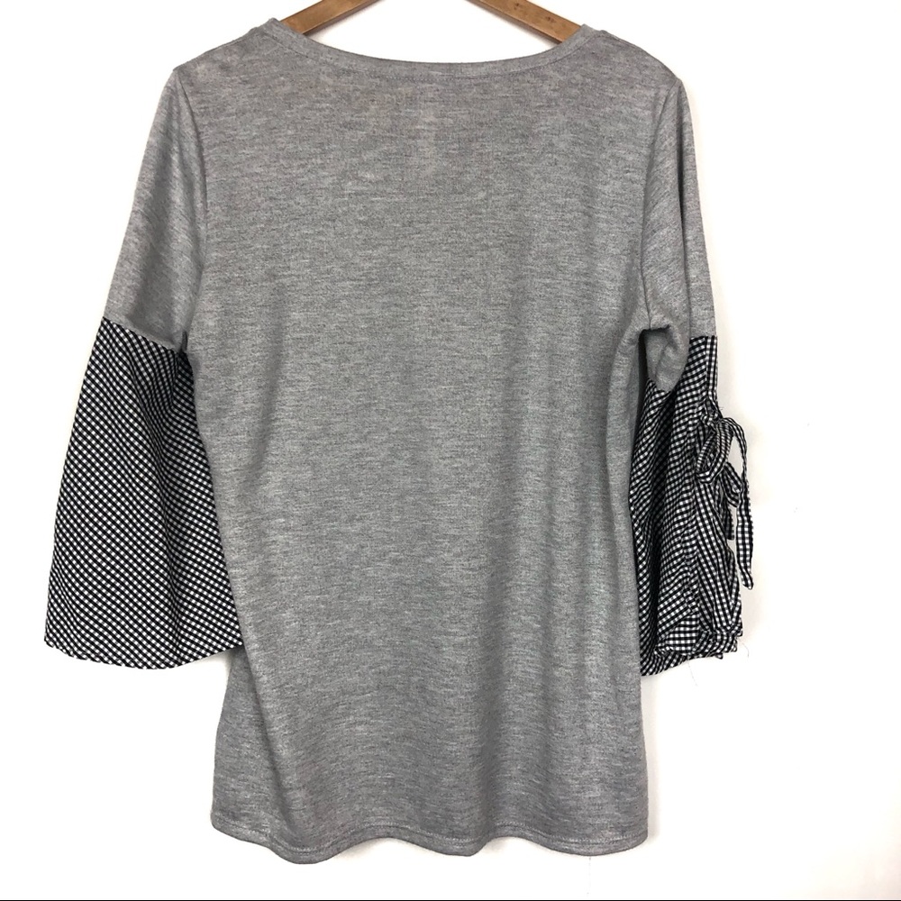 Ny Collection Light Gray Pullover Top Gingham Lg - image 4